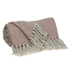 Blush Chevron Cotton Handloomed Tassel Throw-Kirkland's Home Clearance