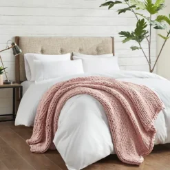 Blush Chunky Double Knit Cozy Throw-Kirkland's Home Flash Sale