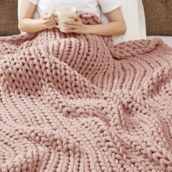 Blush Chunky Double Knit Cozy Throw-Kirkland's Home Flash Sale