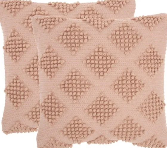 Blush Knotted Diamond Throw Pillows, Set Of 2-Kirkland's Home Shop