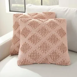 Blush Knotted Diamond Throw Pillows, Set Of 2-Kirkland's Home Shop