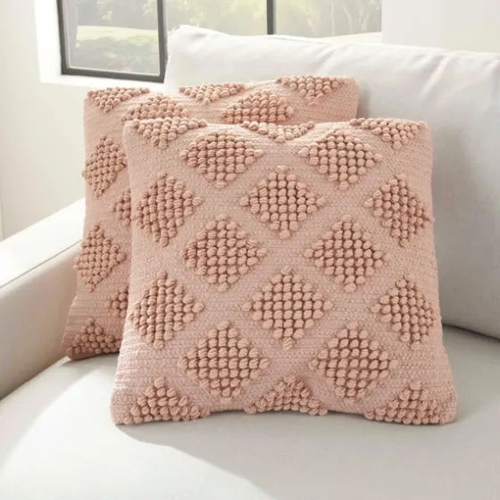 Blush Knotted Diamond Throw Pillows, Set Of 2-Kirkland's Home Shop