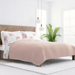 Blush Patchwork Reversible 3-Pc. King Quilt Set-Kirkland's Home Cheap