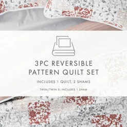 Blush Patchwork Reversible 3-Pc. King Quilt Set-Kirkland's Home Cheap