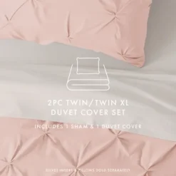 Blush Pinched 2-Pc. Twin Duvet Cover Set-Kirkland's Home Flash Sale