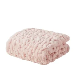 Blush Ruched Faux Fur Throw-Kirkland's Home Discount