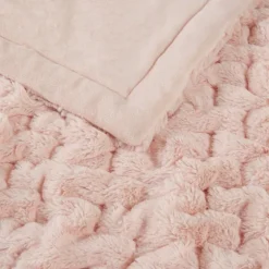 Blush Ruched Faux Fur Throw-Kirkland's Home Discount