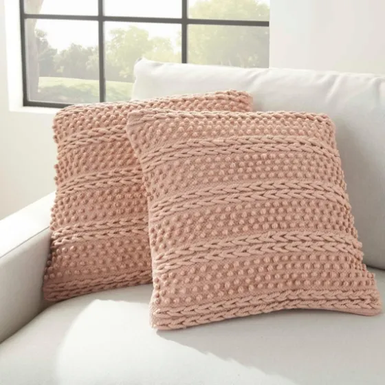 Blush Woven Stripes Throw Pillows, Set Of 2-Kirkland's Home Cheap