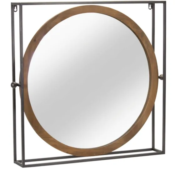 Bold Iron And Wood Square Framed Mirror-Kirkland's Home Clearance