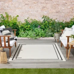 Bordered Indoor/Outdoor Area Rug, 5X7-Kirkland's Home Best Sale