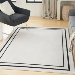 Bordered Indoor/Outdoor Area Rug, 5X7-Kirkland's Home Best Sale