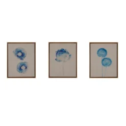 Botanical Framed Linen Canvas Art Print, Set Of 3-Kirkland's Home Cheap