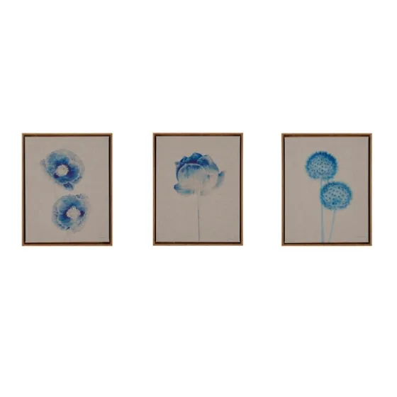 Botanical Framed Linen Canvas Art Print, Set Of 3-Kirkland's Home Cheap