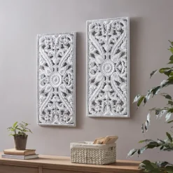Botanical Wood Carved Panel Wall Plaques, Set Of 2-Kirkland's Home New