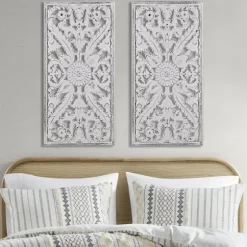 Botanical Wood Carved Panel Wall Plaques, Set Of 2-Kirkland's Home New