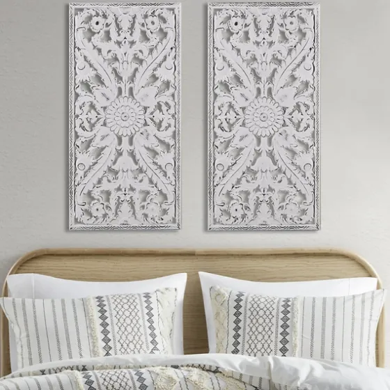 Botanical Wood Carved Panel Wall Plaques, Set Of 2-Kirkland's Home New
