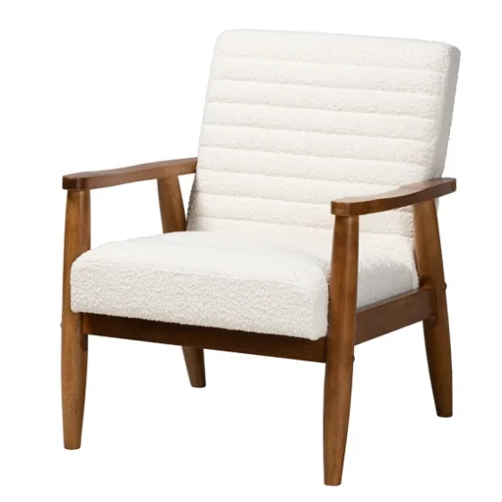 Boucle & Wood Frame Accent Chair-Kirkland's Home Outlet