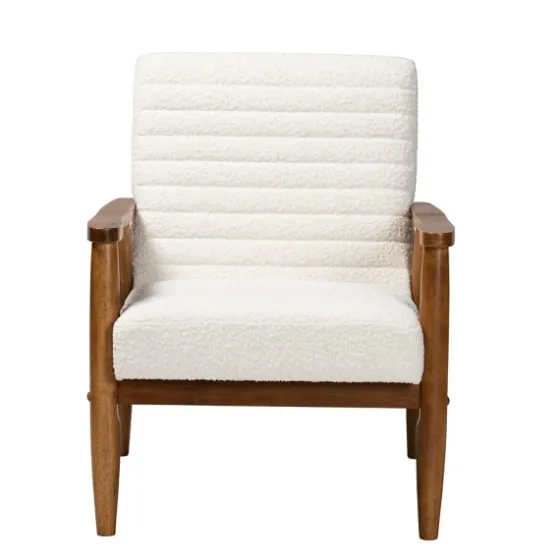 Boucle & Wood Frame Accent Chair-Kirkland's Home Outlet