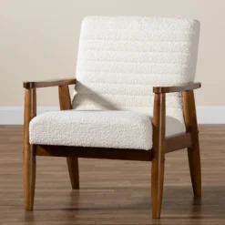 Boucle & Wood Frame Accent Chair-Kirkland's Home Outlet