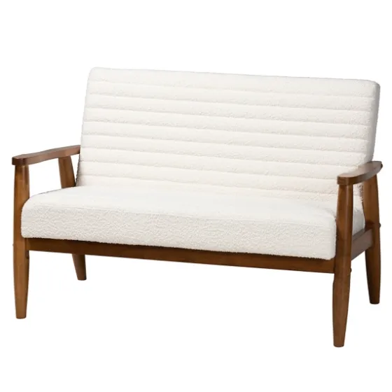 Boucle & Wood Frame Loveseat-Kirkland's Home Shop