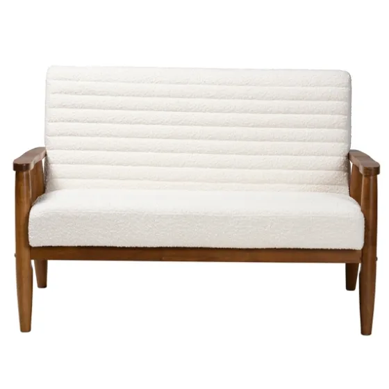 Boucle & Wood Frame Loveseat-Kirkland's Home Shop