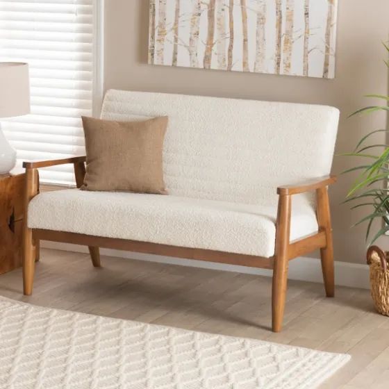 Boucle & Wood Frame Loveseat-Kirkland's Home Shop