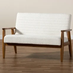 Boucle & Wood Frame Loveseat-Kirkland's Home Shop