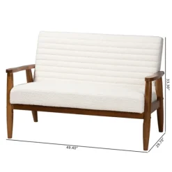Boucle & Wood Frame Loveseat-Kirkland's Home Shop