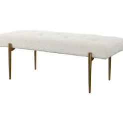 Boucle Seat And Gold Legs Bench-Kirkland's Home Store