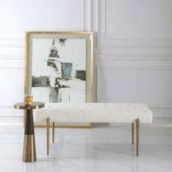 Boucle Seat And Gold Legs Bench-Kirkland's Home Store