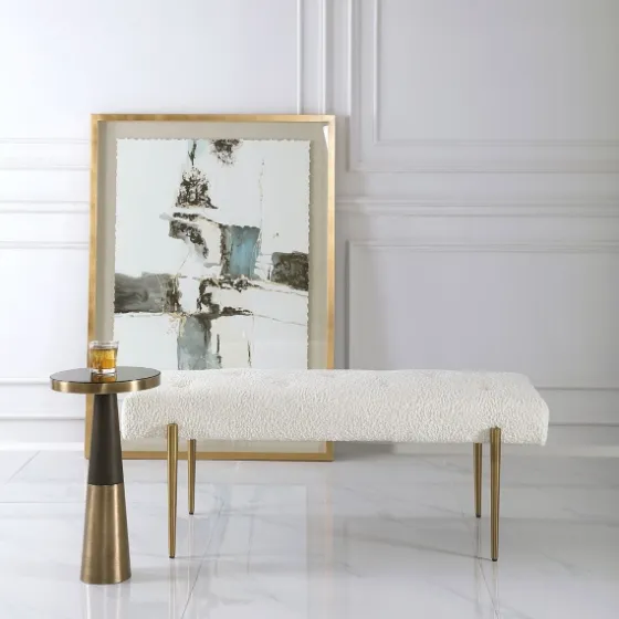 Boucle Seat And Gold Legs Bench-Kirkland's Home Store