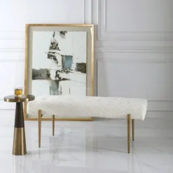 Boucle Seat And Gold Legs Bench-Kirkland's Home Store