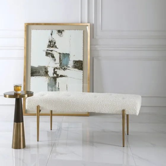 Boucle Seat And Gold Legs Bench-Kirkland's Home Store