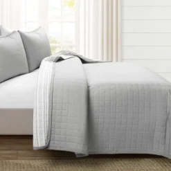 Box Stitch Cotton King 3-Pc. Quilt Set-Kirkland's Home Fashion