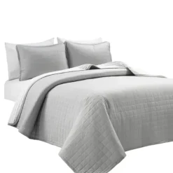 Box Stitch Cotton King 3-Pc. Quilt Set-Kirkland's Home Fashion