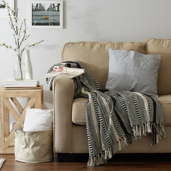 Braided Fringe Throw-Kirkland's Home Clearance