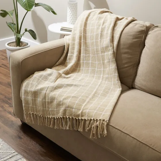 Brandy Plaid Fringed Throw-Kirkland's Home Sale