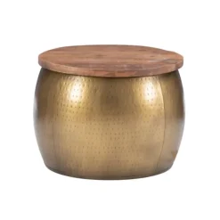 Brass Hammered Drum Storage Coffee Table-Kirkland's Home Cheap