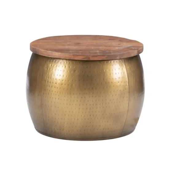 Brass Hammered Drum Storage Coffee Table-Kirkland's Home Cheap