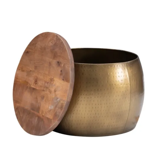 Brass Hammered Drum Storage Coffee Table-Kirkland's Home Cheap