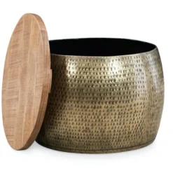 Brass Hammered Drum Storage Coffee Table-Kirkland's Home Cheap