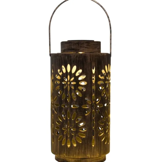 Brass Metal Flower Cutout Solar Lantern-Kirkland's Home Clearance