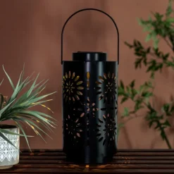 Brass Metal Flower Cutout Solar Lantern-Kirkland's Home Clearance