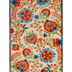 Bright Abstract Floral Outdoor Area Rug, 5X7-Kirkland's Home New
