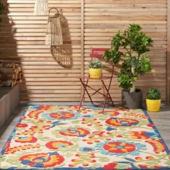 Bright Abstract Floral Outdoor Area Rug, 5X7-Kirkland's Home New