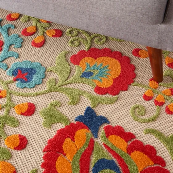Bright Abstract Floral Outdoor Area Rug, 5X7-Kirkland's Home New