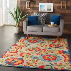 Bright Abstract Floral Outdoor Area Rug, 5X7-Kirkland's Home New