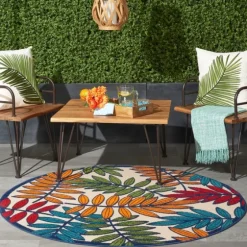Bright Branches Round Outdoor Area Rug, 5X5-Kirkland's Home Hot