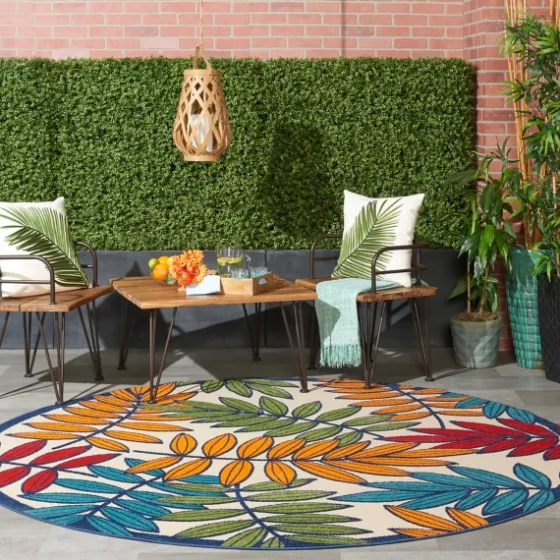 Bright Branches Round Outdoor Area Rug, 7X7-Kirkland's Home Cheap