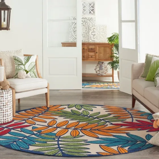 Bright Branches Round Outdoor Area Rug, 7X7-Kirkland's Home Cheap